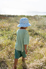 BACK VIEW OF CHILD WEARING ACORN Sea Life Wide Brim Bucket Hat