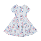 ROCK YOUR BABY Blue Unicorn Waisted Dress