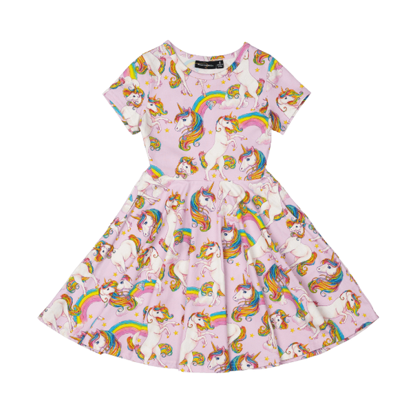 ROCK YOUR BABY Unicorn Rainbow Waisted Dress