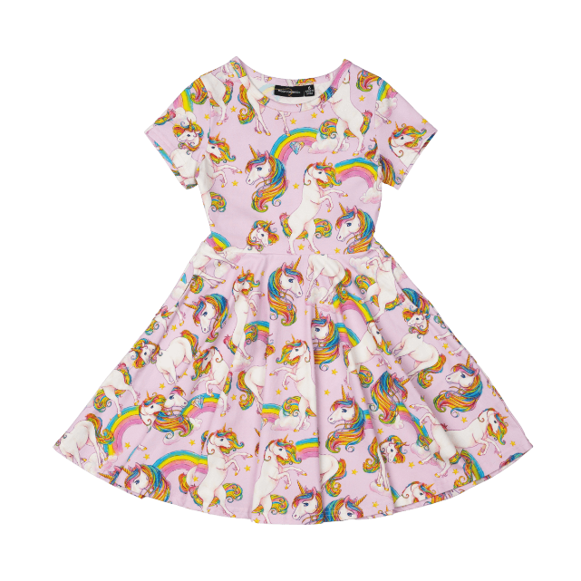 ROCK YOUR BABY Unicorn Rainbow Waisted Dress