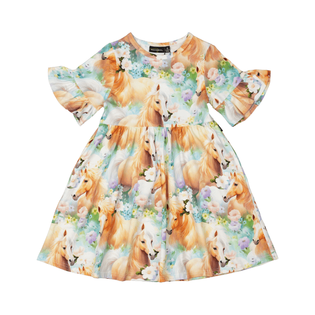 ROCK YOUR BABY Icelandic Ponies Bell Sleeve Dress