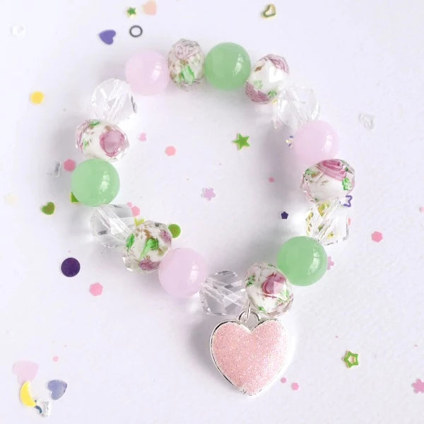 LAUREN HINKLEY Floral Heart Elastic Bracelet
