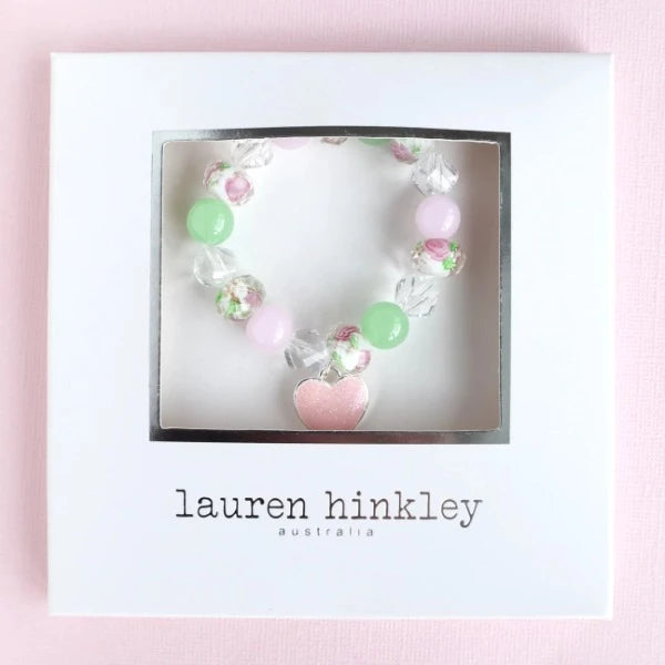 LAUREN HINKLEY Floral Heart Elastic Bracelet boxed
