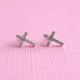 LAUREN HINKLEY Petite Fleur Diamante Cross earrings 