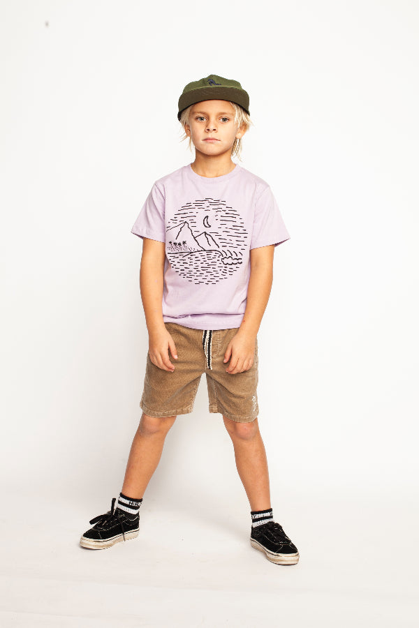 Boy wearing MUNSTER KIDS Windswell Short - Sand