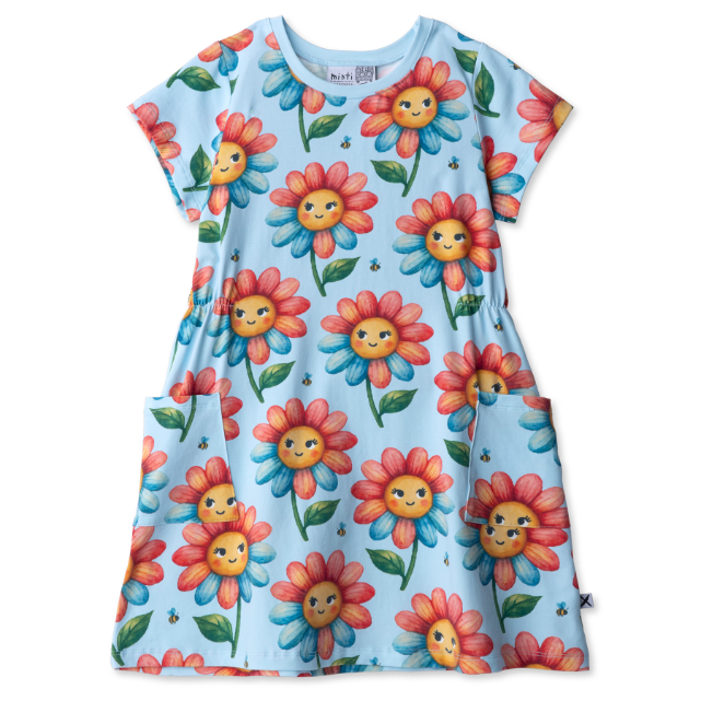 Children's dress with floral pattern on a white background