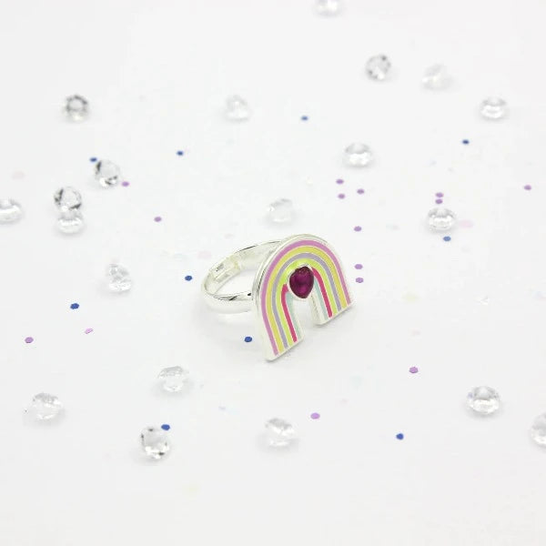 MON COCO Rainbow Heart Ring side view