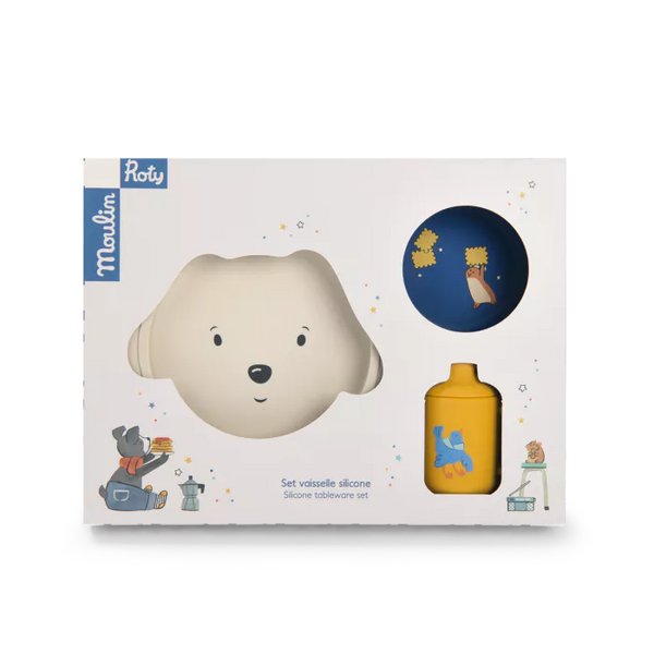 MOULIN ROTY Puce & Pilou Silicone Tableware Set boxed
