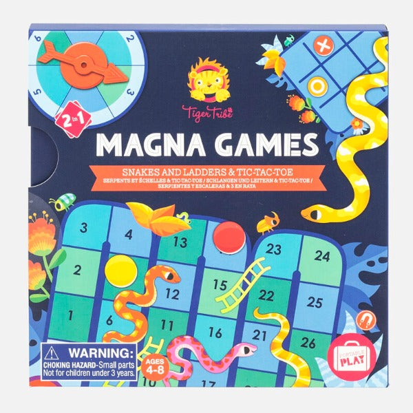 Packaging front cover of TIGER TRIBE Magna Games - Snakes & Ladders & TIC-TAC-TOE