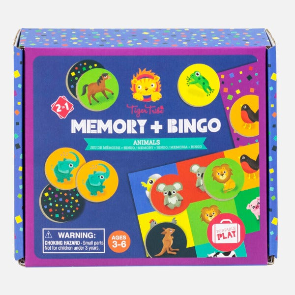 Packaging front cover of TIGER TRIBE Memory + Bingo - Animals