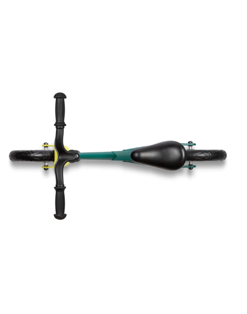 Green scooter with yellow accents on a white background