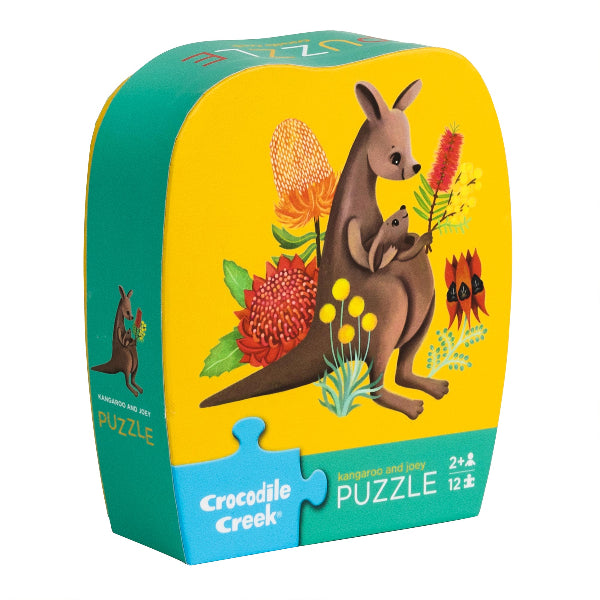 CROCODILE CREEK Mini Puzzle 12 pc - Kangaroo & Joey boxed