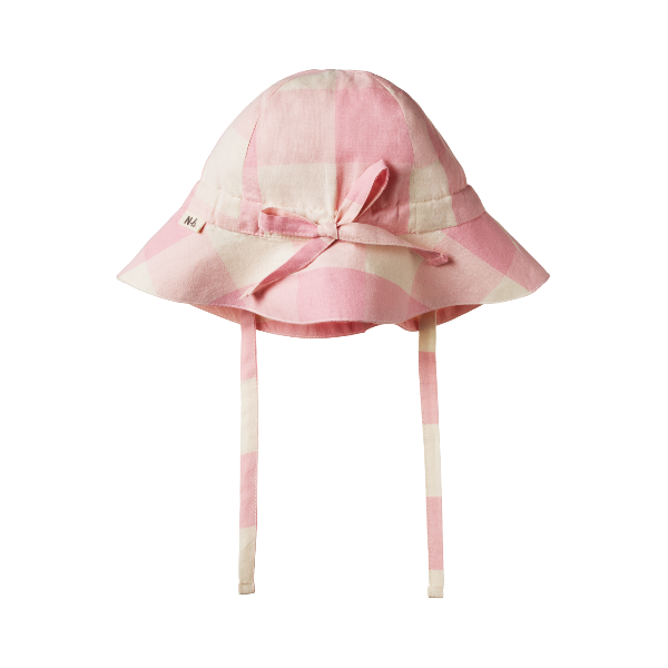 NATURE BABY Gingham Sunhat - Summer Rose Check back view