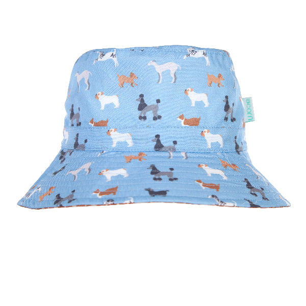 ACORN Central Park Doggies Wide Brim Bucket Hat - Blue/Brown/White