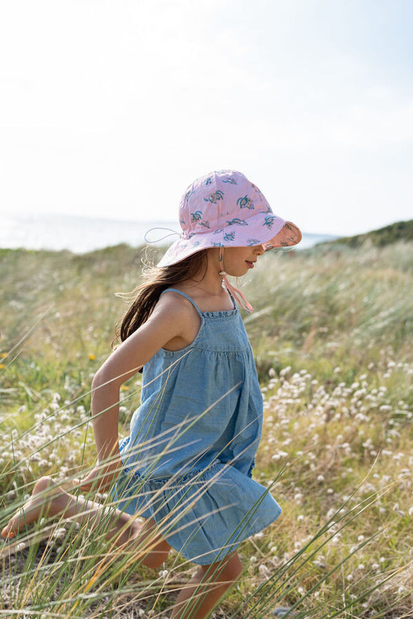 GIRL WEARING ACORN Cute Koala Wide Brim Sunhat SIDE VIEW