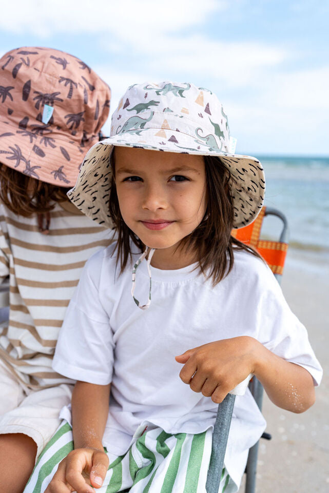 CHILD WEARING ACORN Dino Delight Wide Brim Bucket Hat