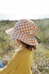 CHILD WEARING ACORN Checkmate Wide Brim Bucket Hat SIDE VIEW