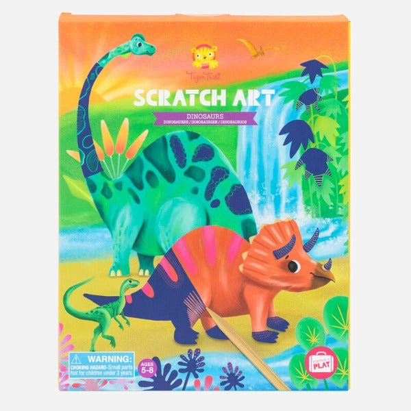 Front packaging of TIGER TRIBE Scratch Art - Dinosaurs