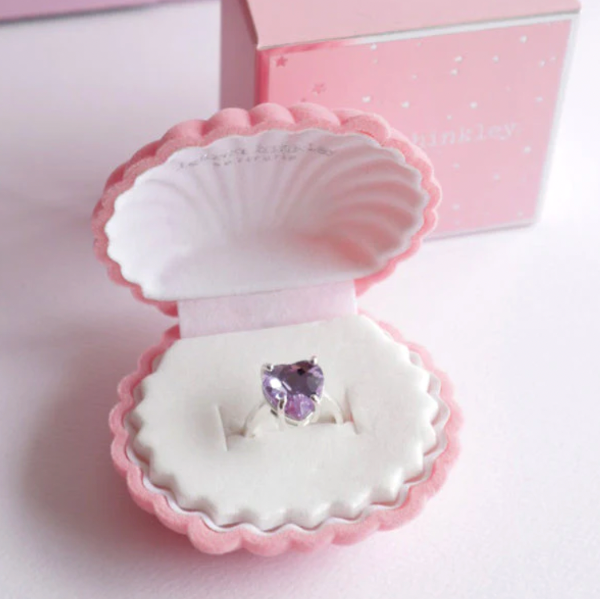 LAUREN HINKLEY Heart of the Ocean Ring - Purple in pink shell case