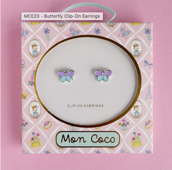 MON COCO Butterfly Clip-On Earrings packaged