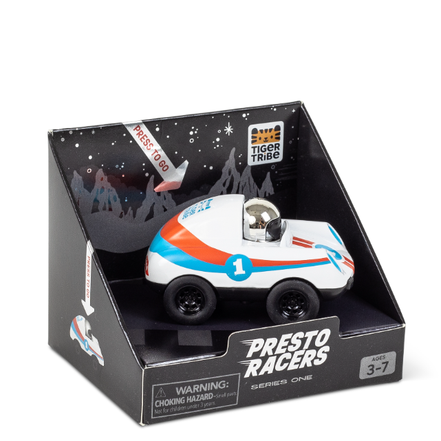 TIGER TRIBE Presto Racers - Ace (white) boxed angle view