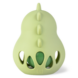 Back view of a Green dinosaur-shaped toy on a white background