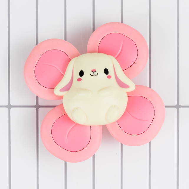 Bunny sensory spinner on tiles