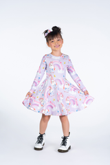 Girl wearing ROCK YOUR BABY Dreamscapes Waisted Dress
