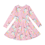 ROCK YOUR BABY Dotty Unicorn Waisted Dress back view