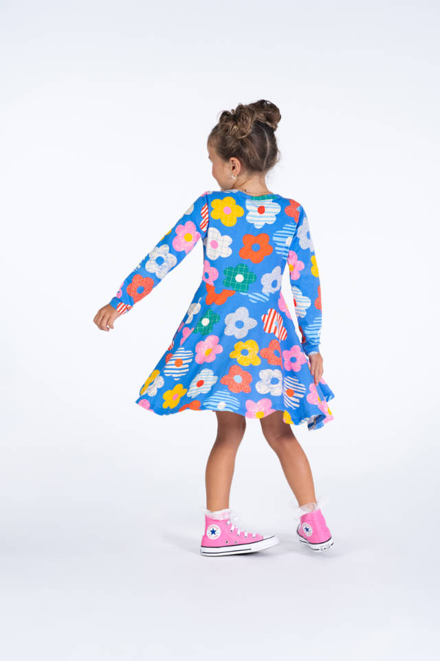 ROCK YOUR BABY Happy Flowers Waisted Dress back view