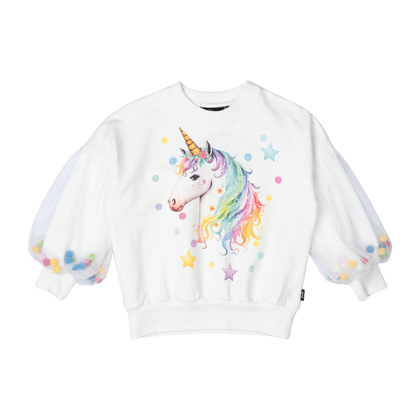 ROCK YOUR BABY Unicorn Tulle Sleeve Sweatshirt
