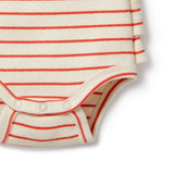 WILSON + FRENCHY Organic Ruffle Bodysuit - Petit Rouge detail view of snap crotch