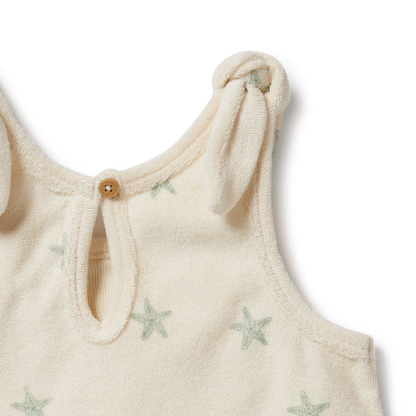 WILSON + FRENCHY Organic Terry Tie Singlet - Tiny Starfish detail back view