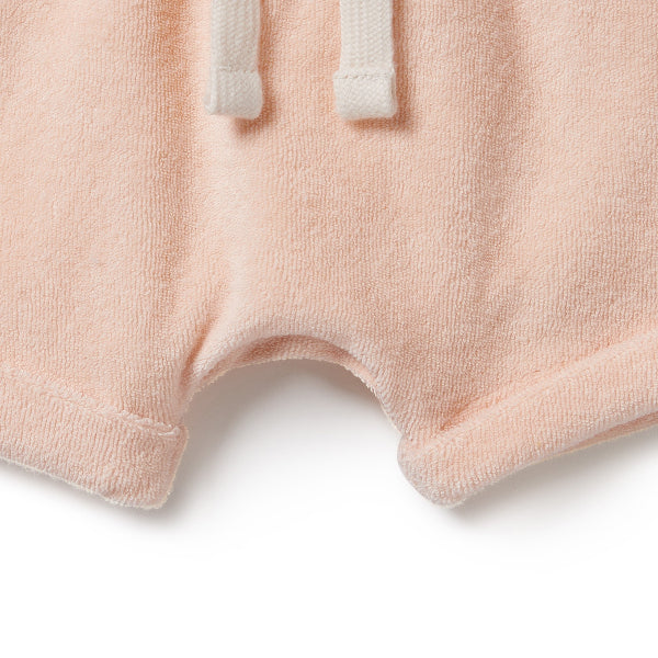 WILSON + FRENCHY Organic Terry Short - Antique Pink detail view of crotch
