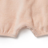 WILSON + FRENCHY Organic Terry Tie Playsuit - Sunshine detail view of crotch snap closure