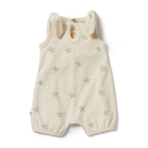 WILSON + FRENCHY Organic Terry Tie Playsuit - Tiny Starfish back view