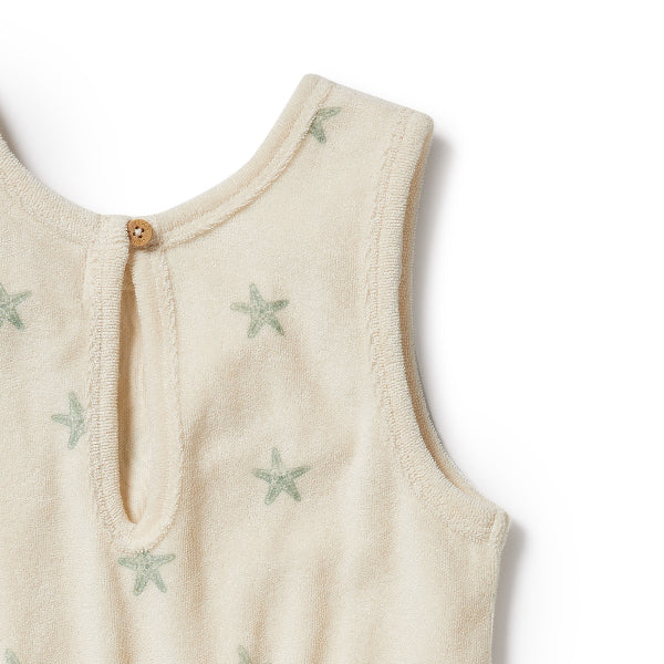 WILSON + FRENCHY Organic Terry Playsuit - Tiny Starfish detail back view
