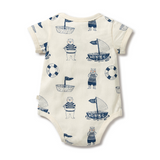 Back view WILSON & FRENCHY Nautical Bear Organic Bodysuit