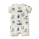 Back view WILSON & FRENCHY Nautical Bear Organic Boyleg Zipsuit