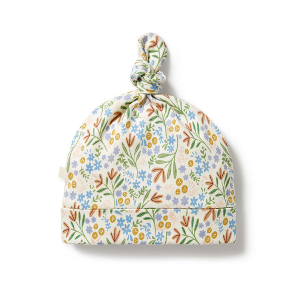 Back view WILSON + FRENCHY Tinker Floral Organic Knot Hat