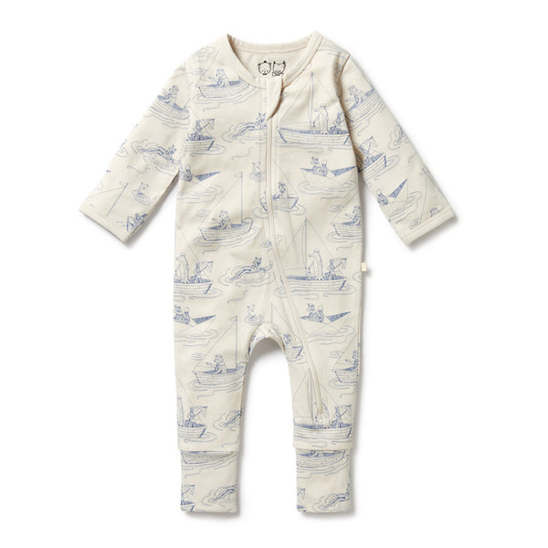 WILSON + FRENCHY Sail Away Organic Zipsuit with Feet