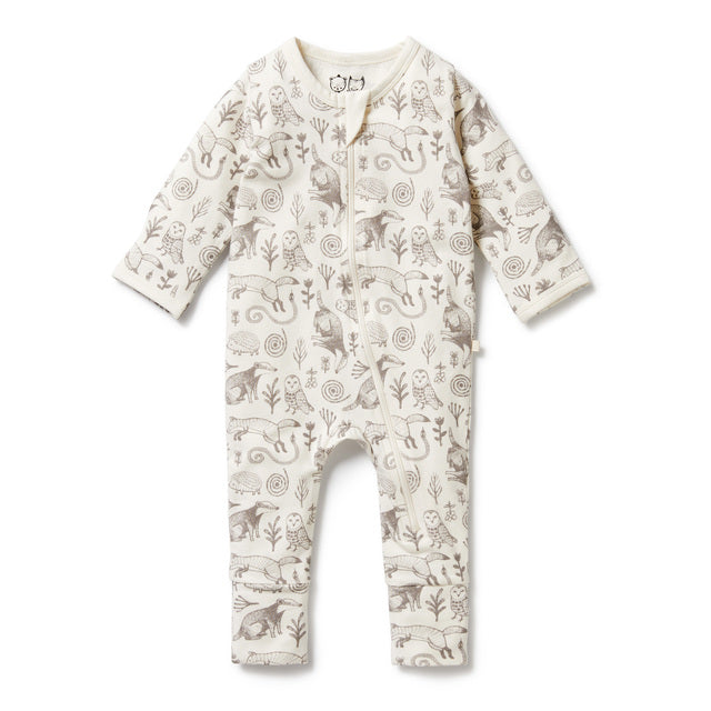WILSON + FRENCHY Tribal Woods Organic Zipsuit with Feet