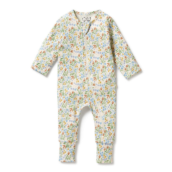 WILSON + FRENCHY Tinker Floral Organic Zipsuit with Feet
