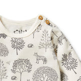 Detail view of shoulder opening WILSON + FRENCHY Woodland Organic Bodysuit