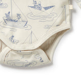 Detail view of snap leg opening on WILSON + FRENCHY Sail Away Organic Bodysuit