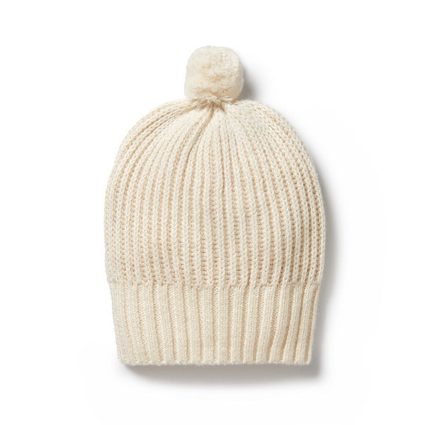 WILSON + FRENCHY Ecru Knitted Ribbed Hat