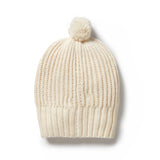Back view WILSON + FRENCHY Ecru Knitted Ribbed Hat