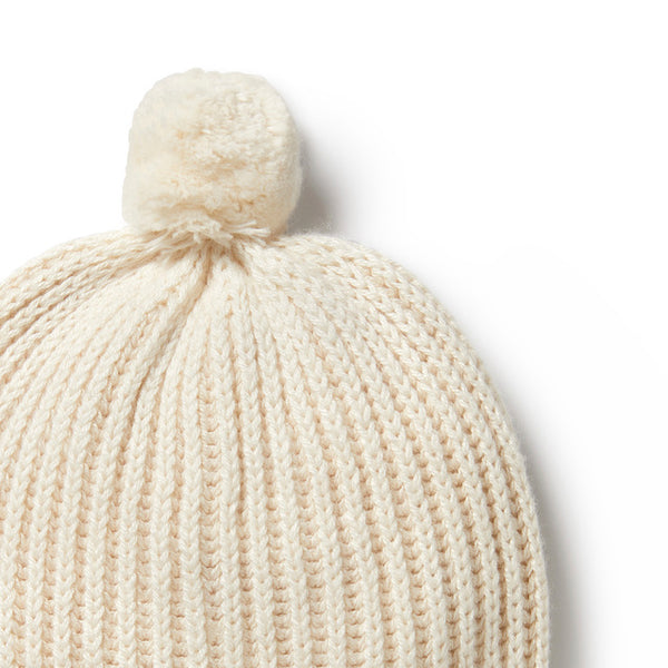 WILSON + FRENCHY Ecru Knitted Ribbed Hat