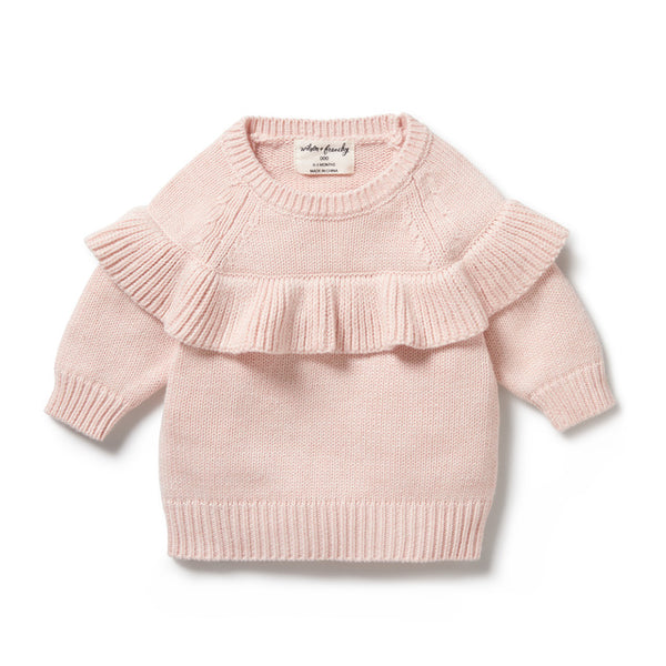 WILSON + FRENCHY Pink Knitted Ruffle Jumper