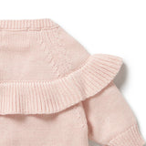 Back view of ruffle WILSON + FRENCHY Pink Knitted Ruffle Jumper